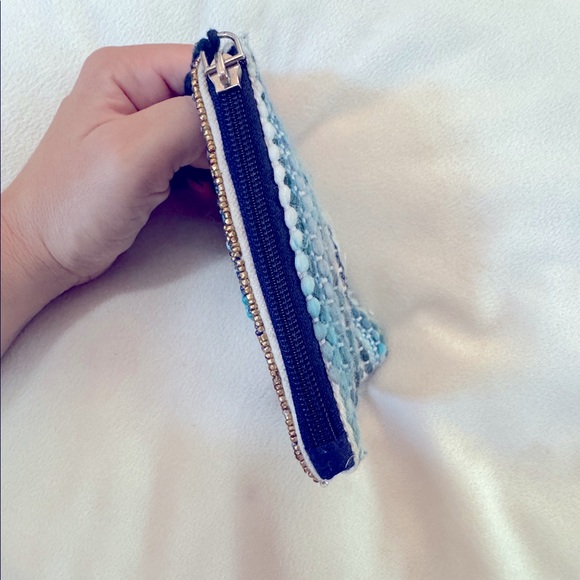 America and Beyond Beaded Evil Eye Clutch - Blue and Gold Sequins & Beads Bag - Picture 5 of 6